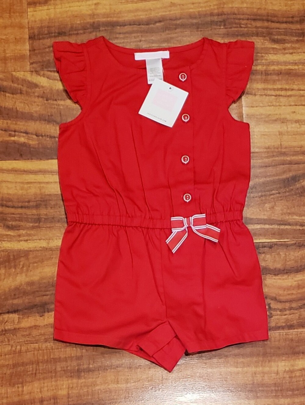 Janie and Jack NWT 18-24 months red romper with buttons on the front